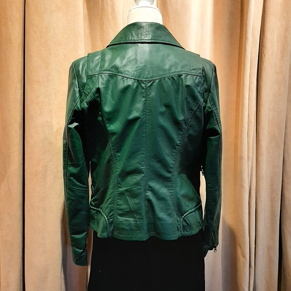 Green leather jacket - Picture 4 of 9